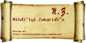 Mihályi Zakariás névjegykártya